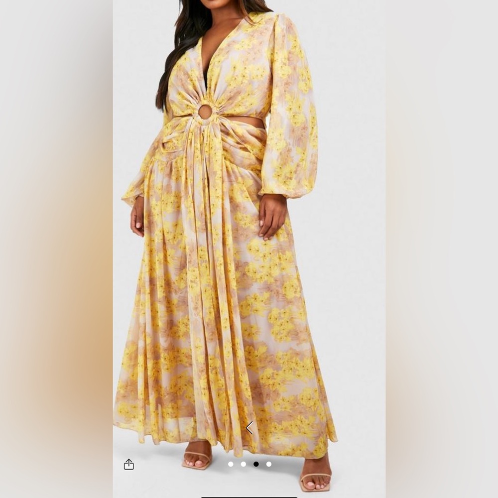 Floral cutout chiffon maxi dress